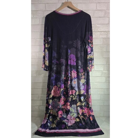 Johnny Was Long Floral Dress Janie Kimono Sleeve Tee Dress Purple Large - Picture 10 of 13